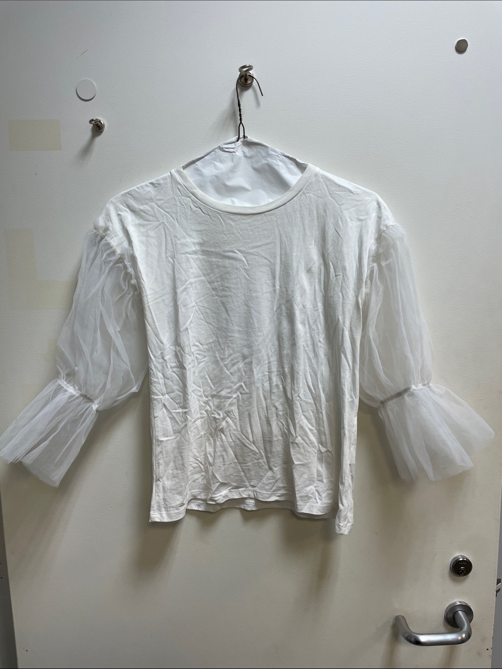 River Island White Puff-Sleeve Tulle Top